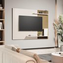 Ver imagem 1 de Painel de Parede Mênfis Ripado 1,35m para Tv com Prateleiras Decor Off/ripado