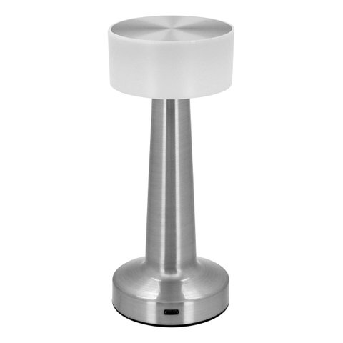 Luminária Led Abajur Mesa Usb Metal 21x9x9cm Prata