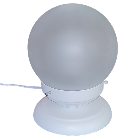 Abajur Bola de Cristal Branco C/esfera 10x15 Vidro Fosco