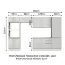 Ver imagem 4 de Armário de Cozinha Completa 100% MDF 330cm Frentes Branco Brilho Acordes Madesa 02