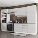 Ver imagem 1 de Armário de Cozinha Completa 100% MDF 330cm Frentes Branco Brilho Acordes Madesa 02