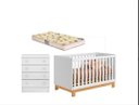 Ver imagem 1 de Quarto Infantil com Berço Colchão e Cômoda Americano Branco Acetinado