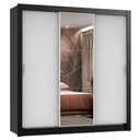 Ver imagem 2 de Guarda-Roupa Casal Madesa Lyon Plus 3 Portas de Correr com Espelho 4 Gavetas Preto/Branco Cor:Preto/