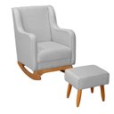 Ver imagem 2 de Poltrona de Amamentação Aquila Balanço com Puff Linho Cinza