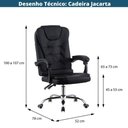 Ver imagem 4 de Cadeira Escritório Giratória Presidente Jacarta Or Design Revestida em Pu Preto Base Cromado Rodí