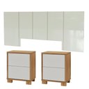 Ver imagem 2 de Cabeceira P/ Cama Casal 280cm 2 Mesas de Cabeceira 100% Mdf Cor:off White com Freijó
