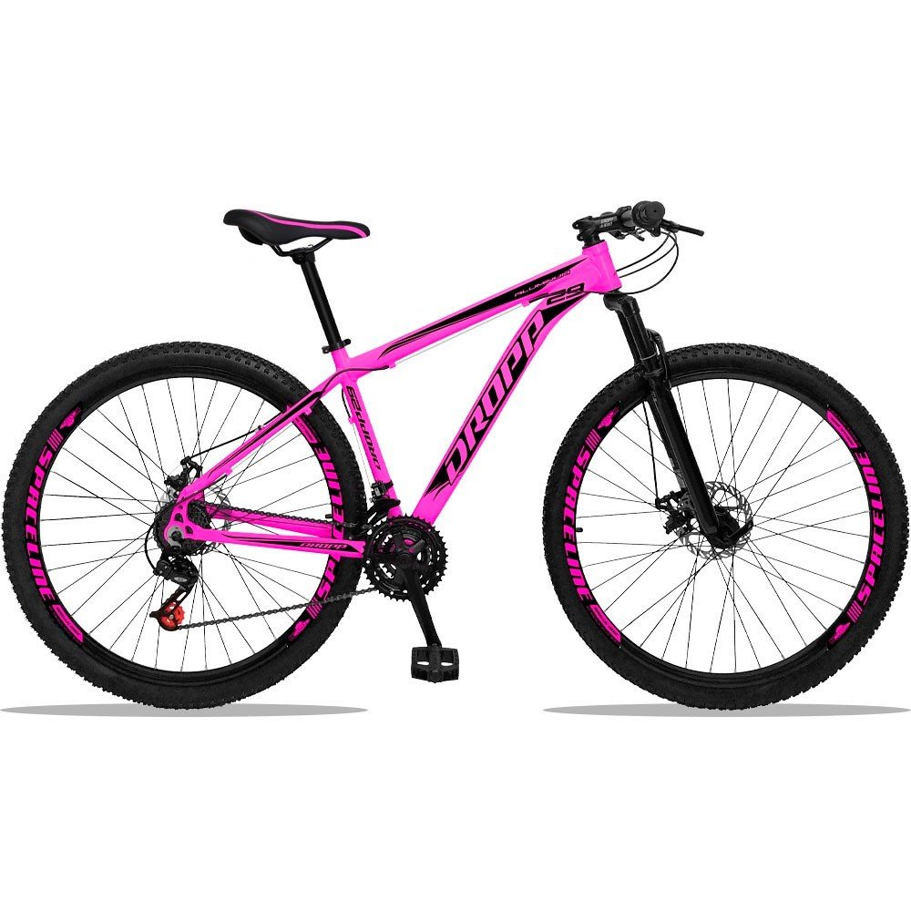 Bicicleta Aro 29 Aluminum 21v Freio a Disco Rosa Preto Dropp 17 - 2