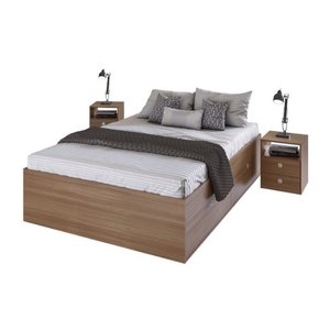 Quarto Casal Cama Queen e Mesas de Cabeceira 160 Tókio Art In Móveis