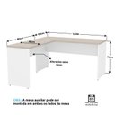 Ver imagem 5 de Mesa de Canto Escrivaninha em L Escritório 1.60x1.50 Tpo 30mm - Dubai/branco