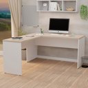 Ver imagem 1 de Mesa de Canto Escrivaninha em L Escritório 1.60x1.50 Tpo 30mm - Dubai/branco