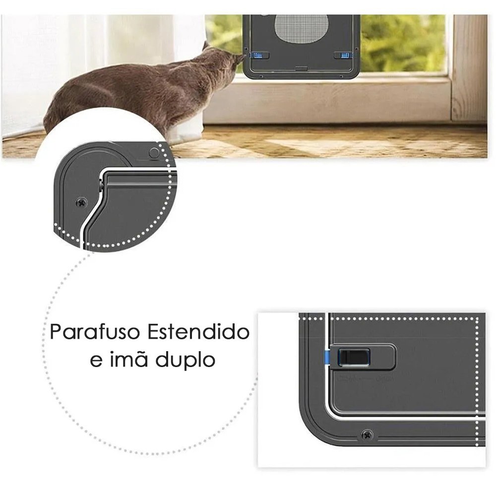 Porta Magnetica Passagem Gatos Cachorro Pet Domestico Acesso Entrada Saida Livre Portinha Anti - 6