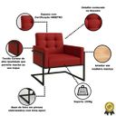 Ver imagem 3 de Poltrona para Sala de Espera Confortável em Tecido Corano com Base de Ferro Reforçada