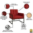 Ver imagem 3 de Poltrona para Sala de Espera Confortável em Tecido Corano com Base de Ferro Reforçada