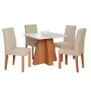 Ver imagem 1 de Conjunto Mesa Larissa + 4 Cadeiras Maia:Mesa Cinamomo/Off White - Cadeira Cinamomo/Joli