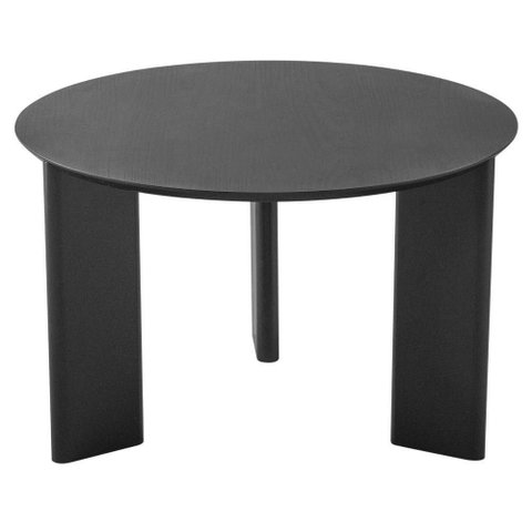 Mesa de Centro Redonda Orgânica Chanfrada Artesano 60 Cm (larg) Mdp Nero (preto) Pés Madeira Maci