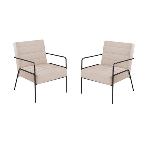 Kit 2 Poltronas Decorativas Roma Linho Soft D26 Bege Rustico C&m Decor