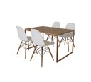 Ver imagem 2 de Mesa Industrial Base Ferro Cobre Tampo 137x90 Amêndoa 4 Cadeiras Eames Madeira Assento Branco