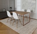 Ver imagem 1 de Mesa Industrial Base Ferro Cobre Tampo 137x90 Amêndoa 4 Cadeiras Eames Madeira Assento Branco