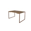 Ver imagem 3 de Mesa Industrial Base Ferro Cobre Tampo 137x90 Amêndoa 4 Cadeiras Eames Madeira Assento Branco