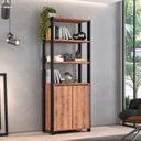 Ver imagem 2 de Estante Livreiro 2 Portas Estilo Industrial Chess F04 Preto/Solanum - Mpozenato