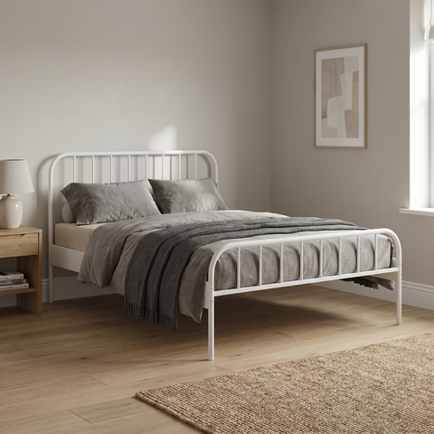 Cama Casal em Aço Tubular Julia Branco Yescasa