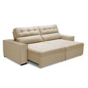 Ver imagem 4 de Sofa Retratil Reclinavel 2 Lugares 2,60 Vitória Veludo Bege Lansofbr