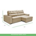 Ver imagem 6 de Sofa Retratil Reclinavel 2 Lugares 2,60 Vitória Veludo Bege Lansofbr