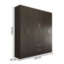 Ver imagem 5 de Guarda-roupa Solteiro Bali 6 Portas 2 Gavetas Preto - Panorama Móveis