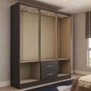 Ver imagem 6 de Guarda-roupa Solteiro Bali 6 Portas 2 Gavetas Preto - Panorama Móveis