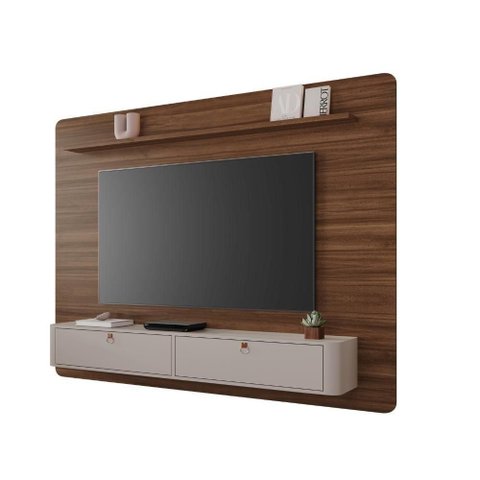 Painel Tito para TV até 65" 182cm MDP com Portas Basculantes Café Tito
