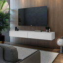 Ver imagem 1 de Rack Suspenso Eros 140cm para Tv até 55'' Mdf 2 Gavetas Mdf Alto Padrão Sala de Estar:branco