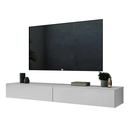 Ver imagem 2 de Rack Suspenso Eros 140cm para Tv até 55'' Mdf 2 Gavetas Mdf Alto Padrão Sala de Estar:branco