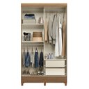 Ver imagem 3 de Guarda Roupa Solteiro 2 Portas de Correr com Pés e Armário Multiuso com Pés Fit Jequitibá Off White