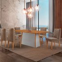 Ver imagem 1 de Mesa de Jantar Diane 180cm Tampo Mdf Laminado com 6 Cadeiras Safira Moderna Mobília