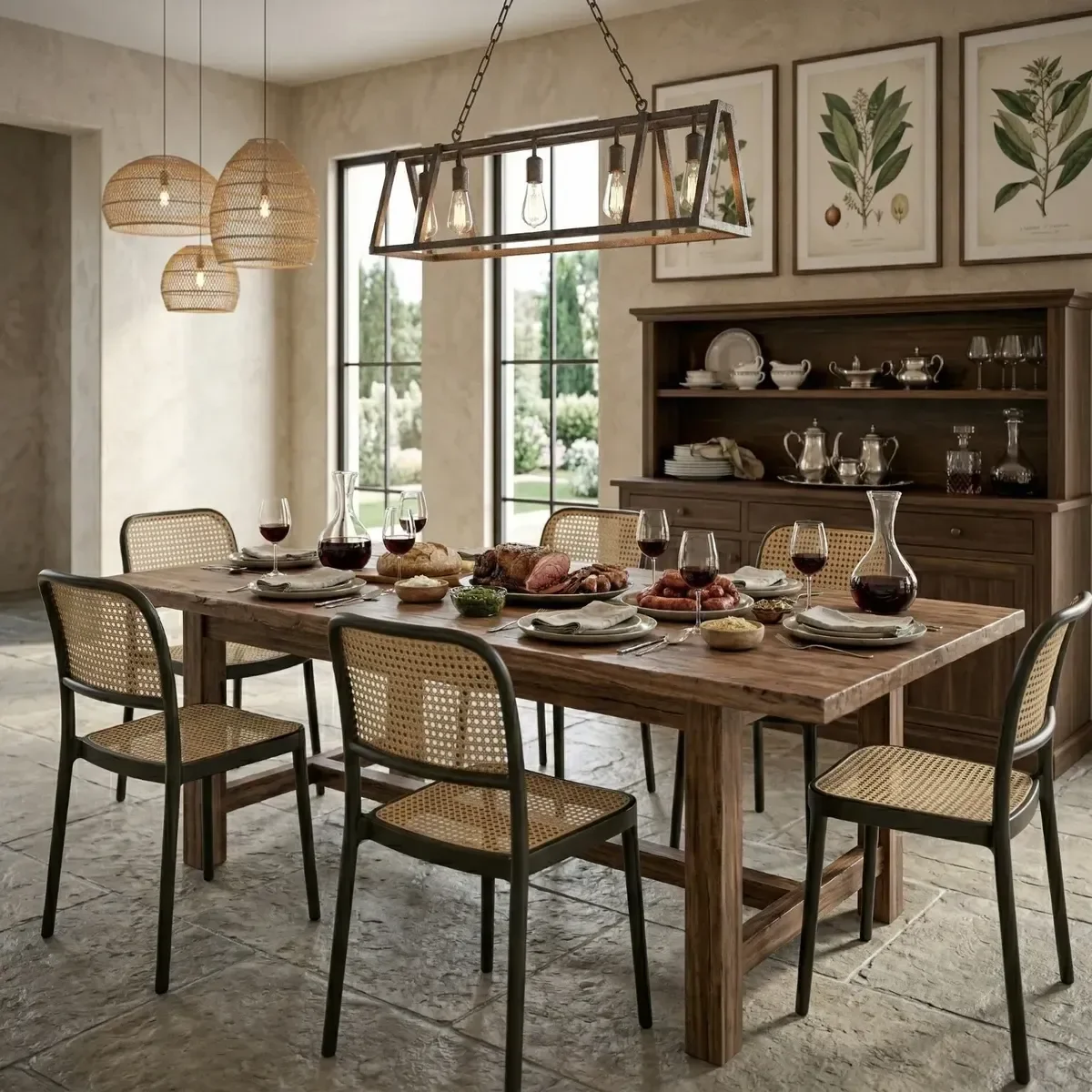 Kit 6 Cadeiras Mônaco Rattan Empilhável Cozinha Sala Jantar - Nude