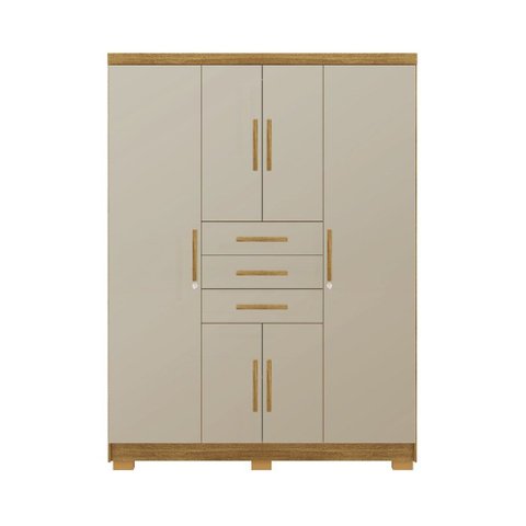 Guarda Roupa Roupeiro Casal Taurus 06 Portas 03 Gavetas Nature Fendi Vila Rica
