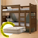 Ver imagem 1 de Beliche Barreto Solteiro Reforçada com 02 Colchões D20 Cor:Castanho