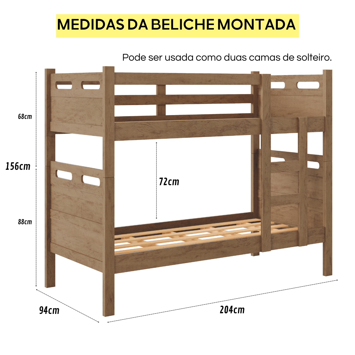 Beliche Barreto Solteiro Reforçada com 02 Colchões D20 Cor:castanho - 3