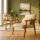 Ver imagem 1 de Poltrona Aurora Linho com Almofada Estofada Decorativa Recepção de Escritório Confortável:cru