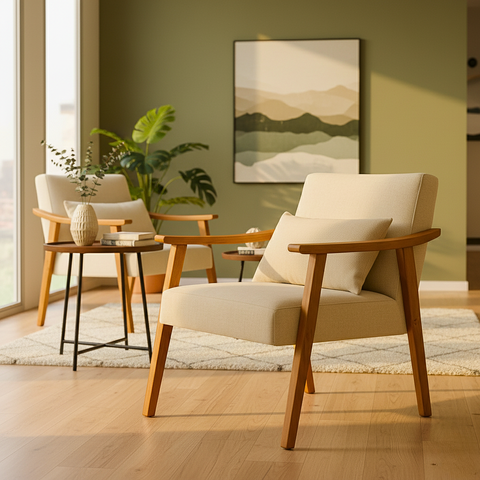 Poltrona Aurora Linho com Almofada Estofada Decorativa Recepção de Escritório Confortável:cru