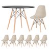 Mesa Redonda Eames 100 Cm Preto + 6 Cadeiras Eiffel Dsw Nude - 1