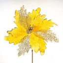 Ver imagem 1 de Kit 2 Flores Decoração Artificial Natal Brilho Amarela 30cm