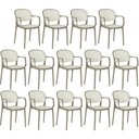 Ver imagem 1 de Kit 14 Cadeiras de Jantar Roma Prática com Braços para Sala e Cozinha - Branco/cinza Escuro