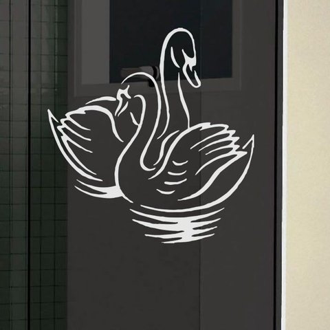 Adesivo Box Banheiro Cisne Decoração Decoração Enfeite Parede Box Banheiro:Branco