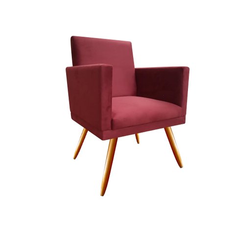 Poltrona Decorativa Bia Suede Marsala Pés Madeira Mz Decor