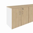 Ver imagem 4 de Armário Balcão 1,96m x 45cm Escritório e Home Office com 4 Portas 2 Gavetas e 1 Gavetão Fichá