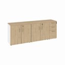 Ver imagem 2 de Armário Balcão 1,96m x 45cm Escritório e Home Office com 4 Portas 2 Gavetas e 1 Gavetão Fichá