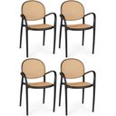 Ver imagem 1 de Kit 4 Cadeiras de Jantar Roma com Braço para Sala e Cozinha - Preto