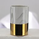 Ver imagem 4 de Jogo para Banheiro Porcelana Marble Marmorizado e Dourado 3 Peças - Tuut