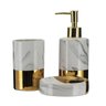 Jogo para Banheiro Porcelana Marble Marmorizado e Dourado 3 Peças - Tuut - 1